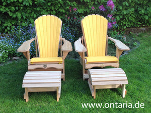Adirondack Chairs with stool and upholstered cushion