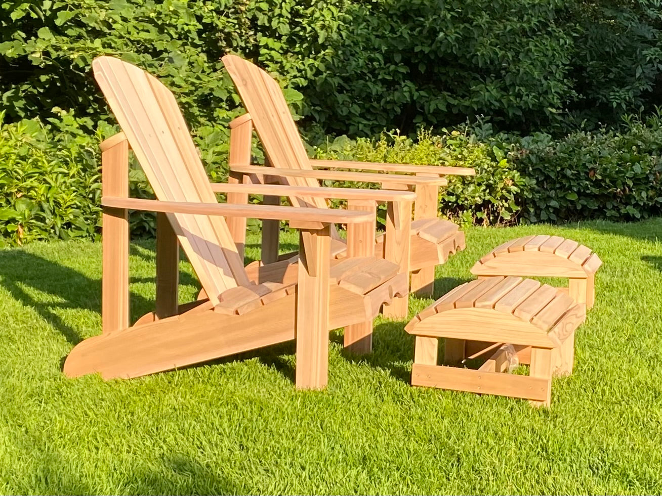 2 Classic Adirondack Chairs with stool