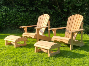 2 Classic Adirondack Chairs with stool