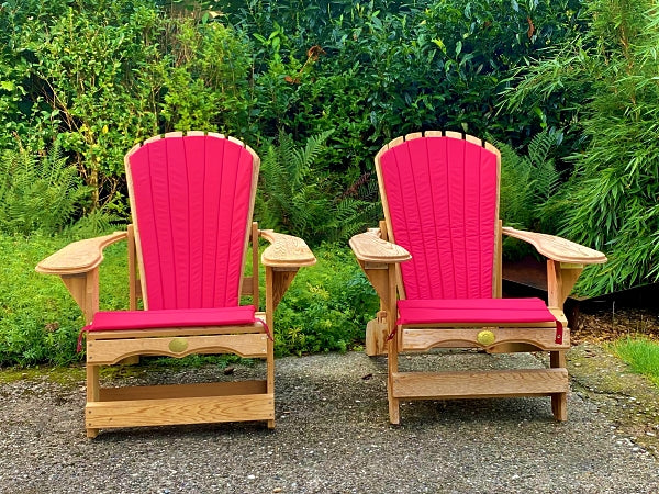 2 adjustable Adirondack comfort chairs with cushions
