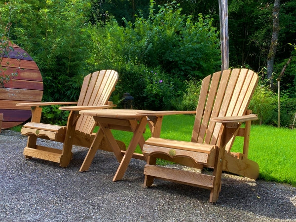2 adjustable Adirondack comfort chairs with table