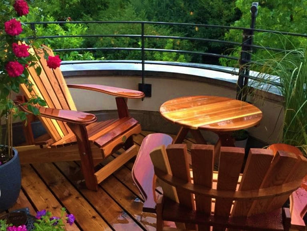 2 adjustable Adirondack comfort chairs with table